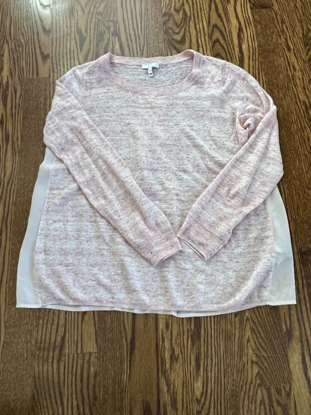 Joie Sweater Women Small Pink Linen Knit Sheer Silk Lightweight Pullover XS